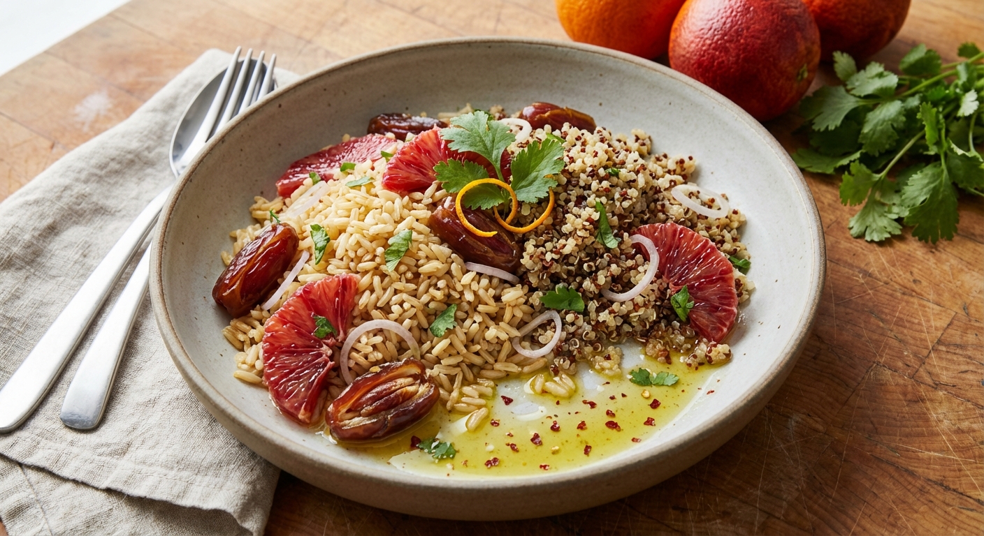 Rice and Quinoa Salad with Oranges and Dates