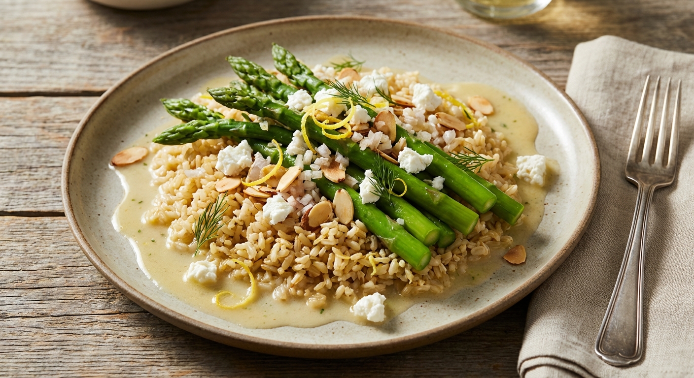 Rice Salad with Asparagus and Goat Cheese