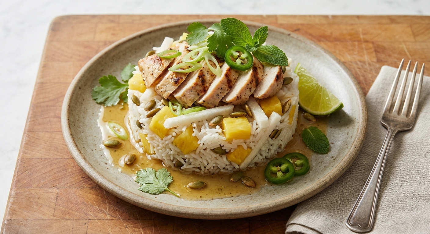 Rice Salad with Pineapple, Jícama, and Pumpkin Seeds