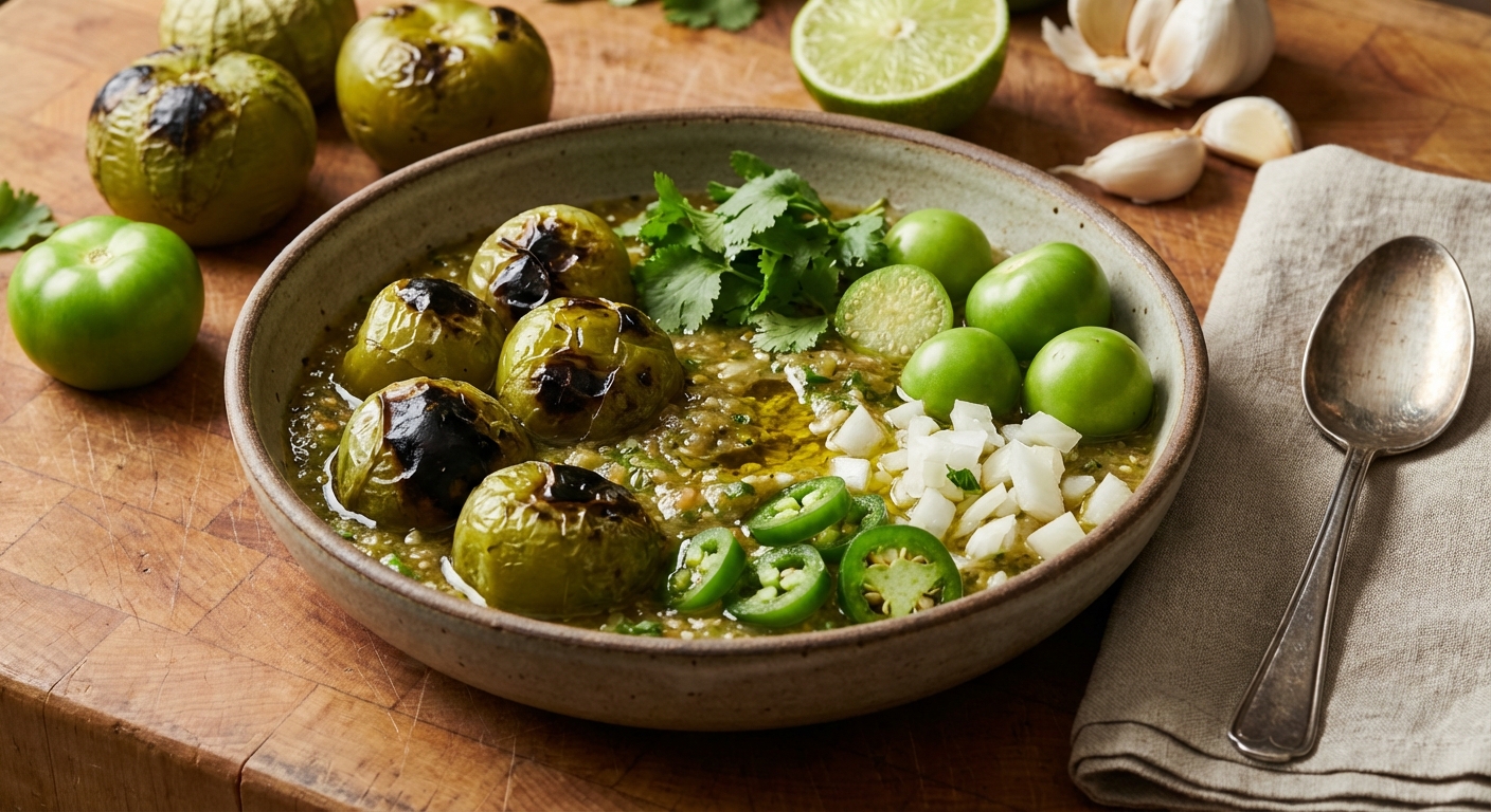 Roasted and Raw Tomatillo Salsa Verde