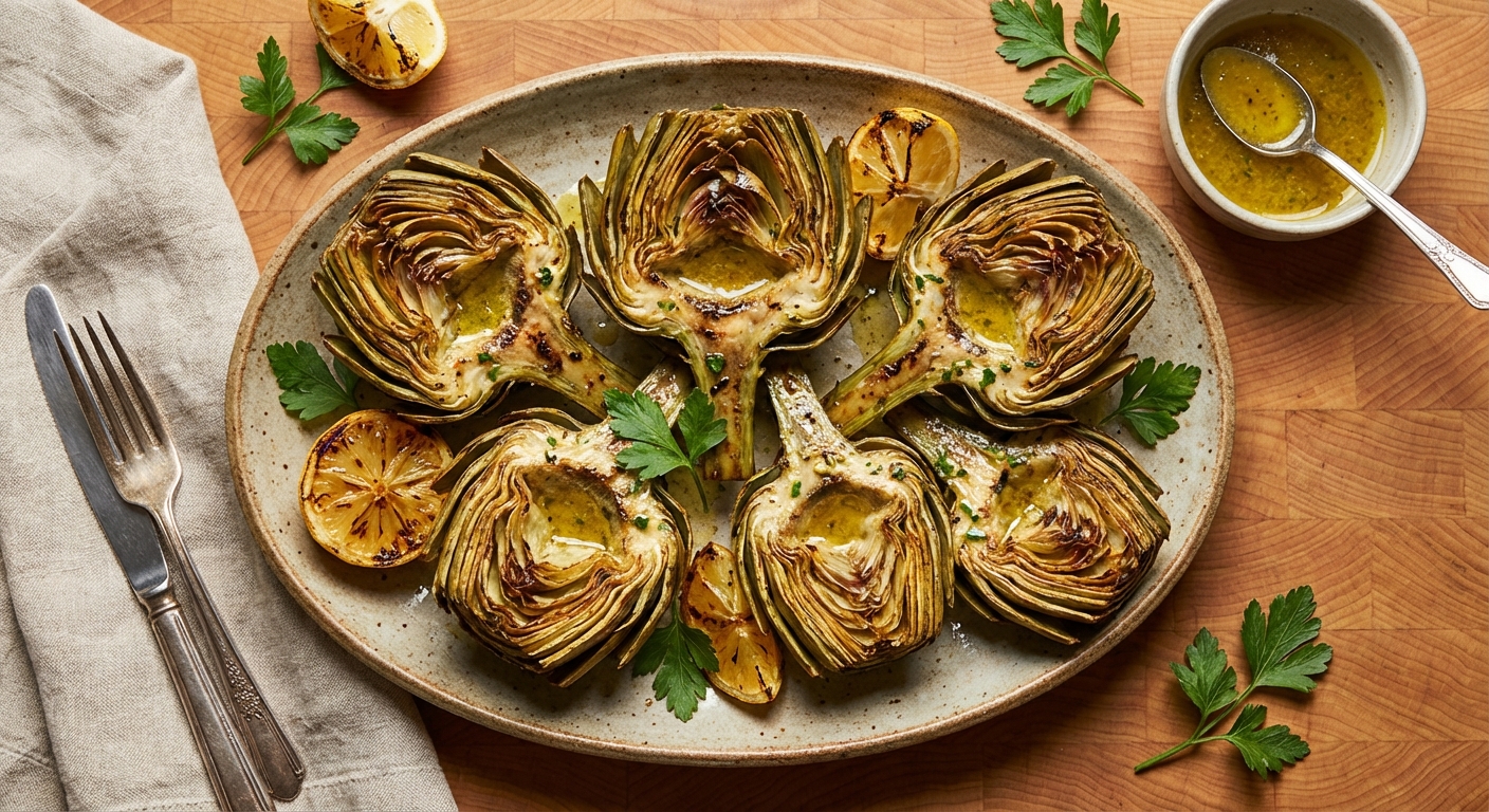 Roasted Artichokes with Lemon Vinaigrette