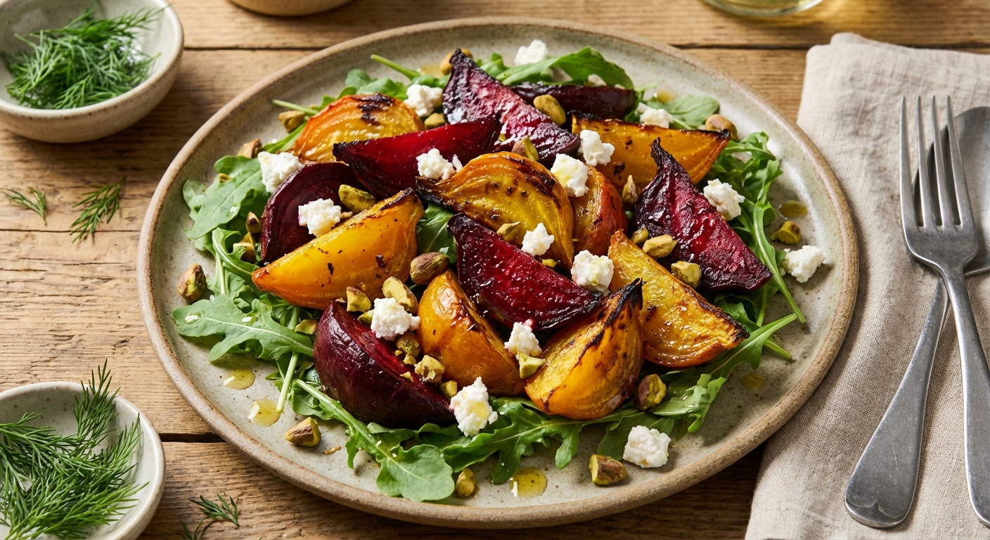 Roasted Beet Salad with Goat Cheese and Pistachios
