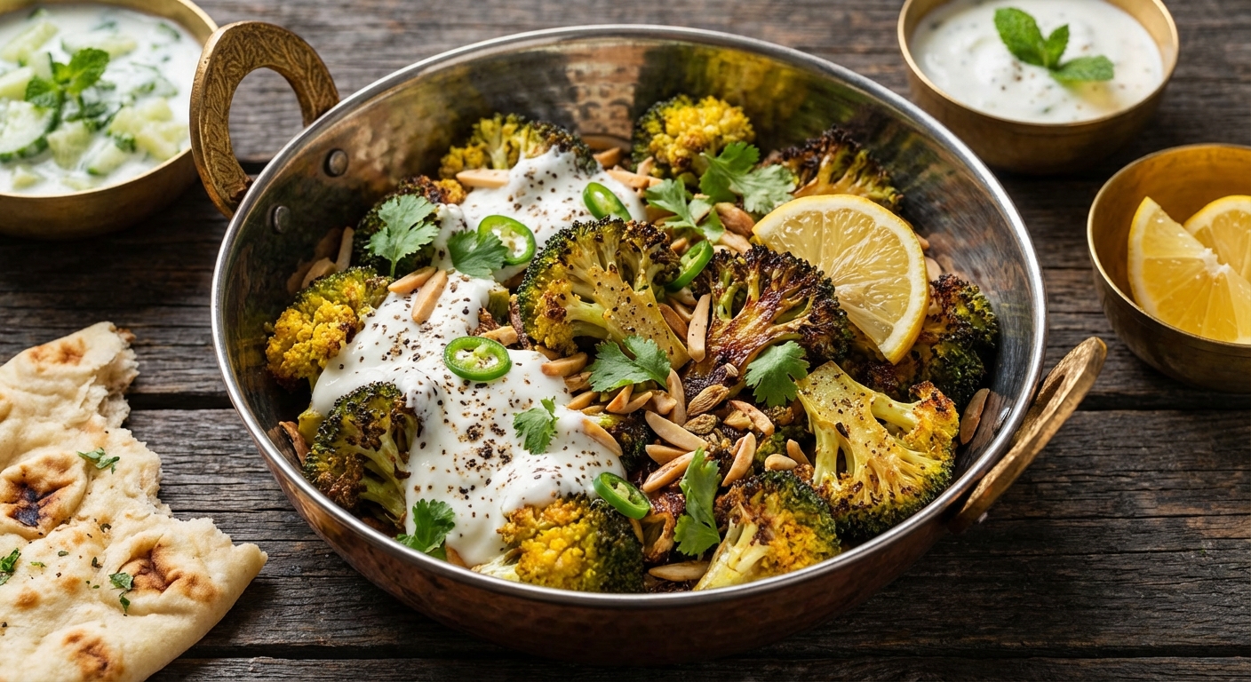 Roasted Broccoli with Almonds + Cardamom