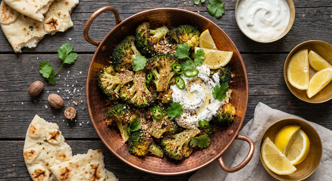 Roasted Broccoli with Almonds + Cardamom