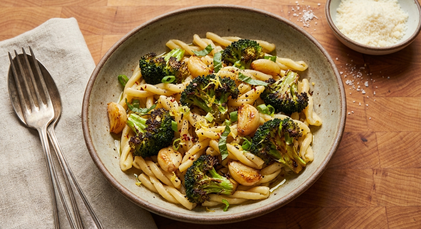 Roasted Broccoli and Garlic Pasta