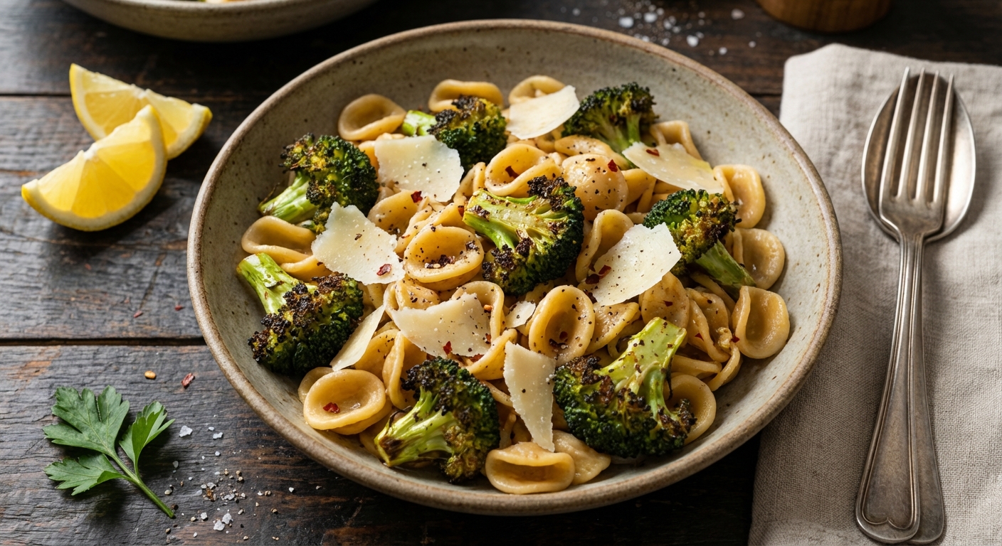 Roasted Broccoli and Manchego Pasta