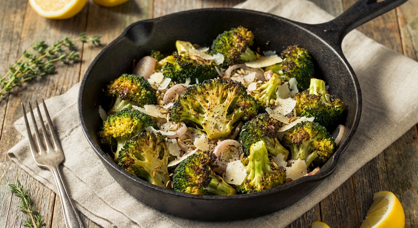 Roasted Broccoli with Shallots, Fennel Seeds, and Parmesan