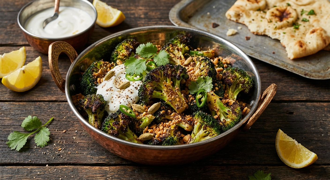 Roasted Broccoli with Almonds + Cardamom