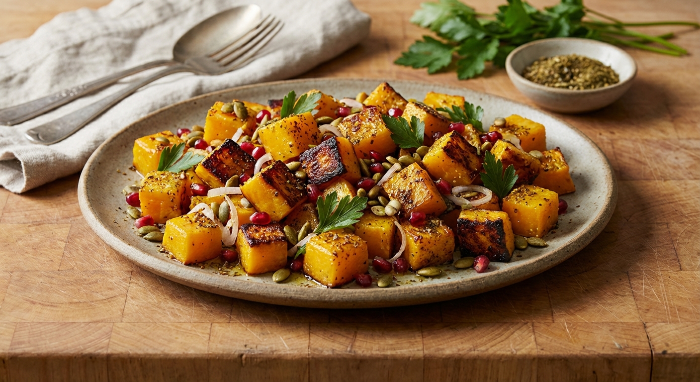 Roasted Butternut Squash Salad with Za’atar and Pepitas