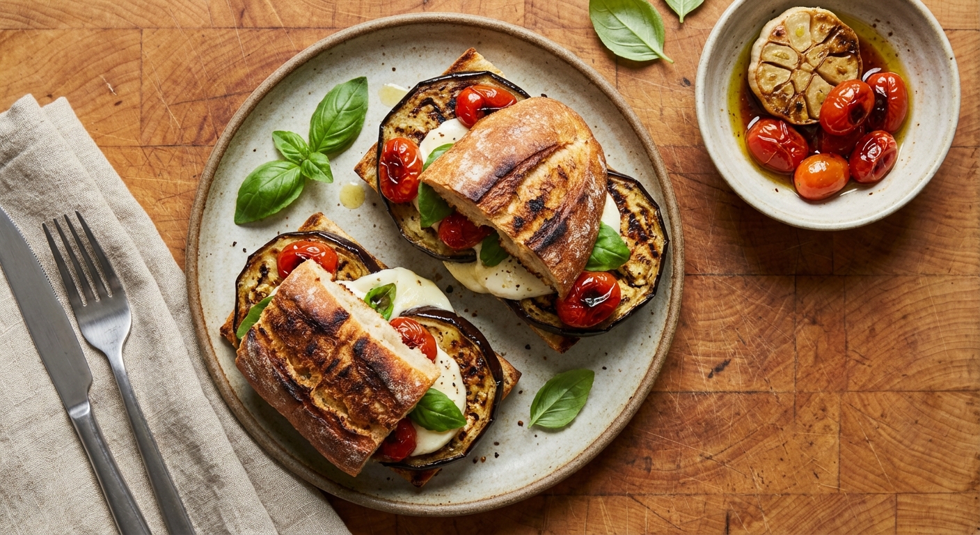Roasted Eggplant and Mozzarella Panini