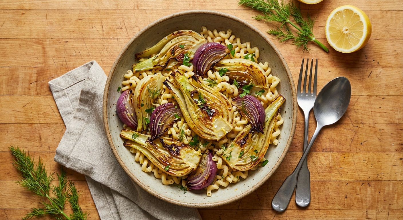 Roasted Fennel and Onion Pasta Salad