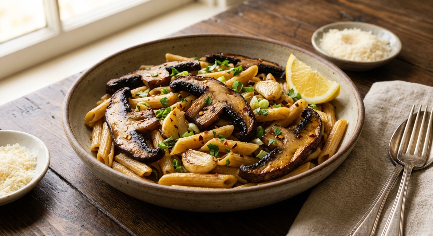 Roasted Mushroom and Garlic Pasta