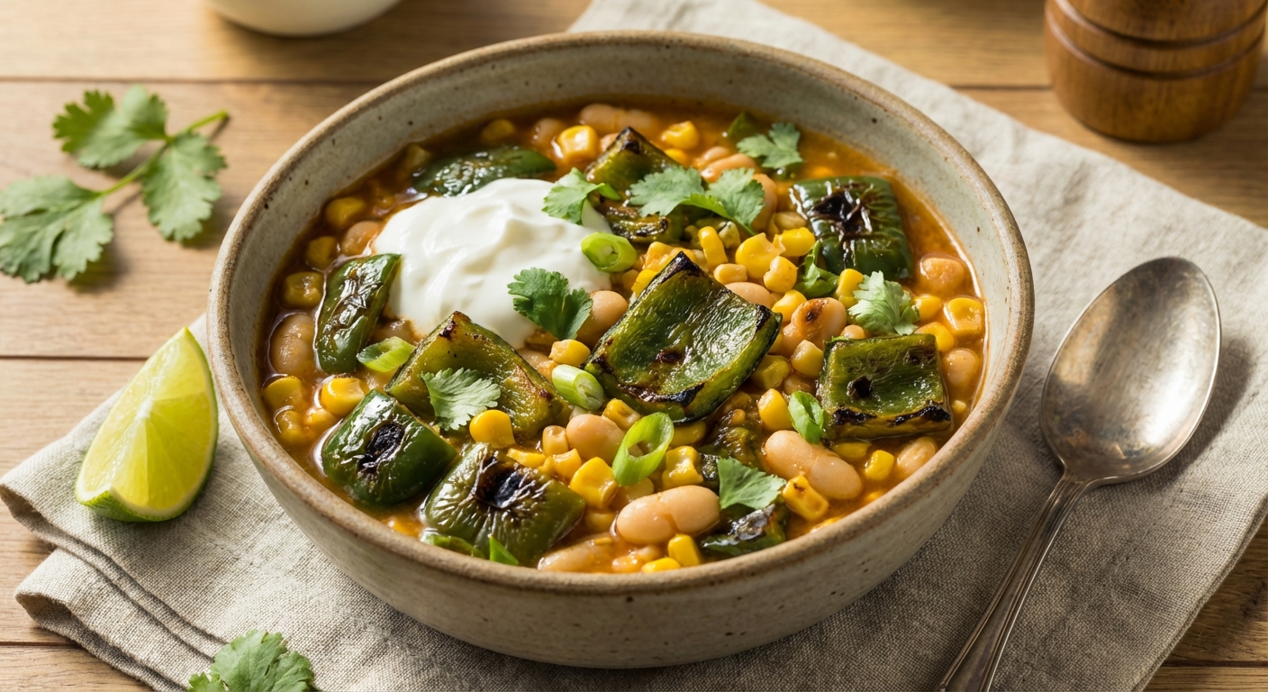 Roasted Poblano and White Bean Chili