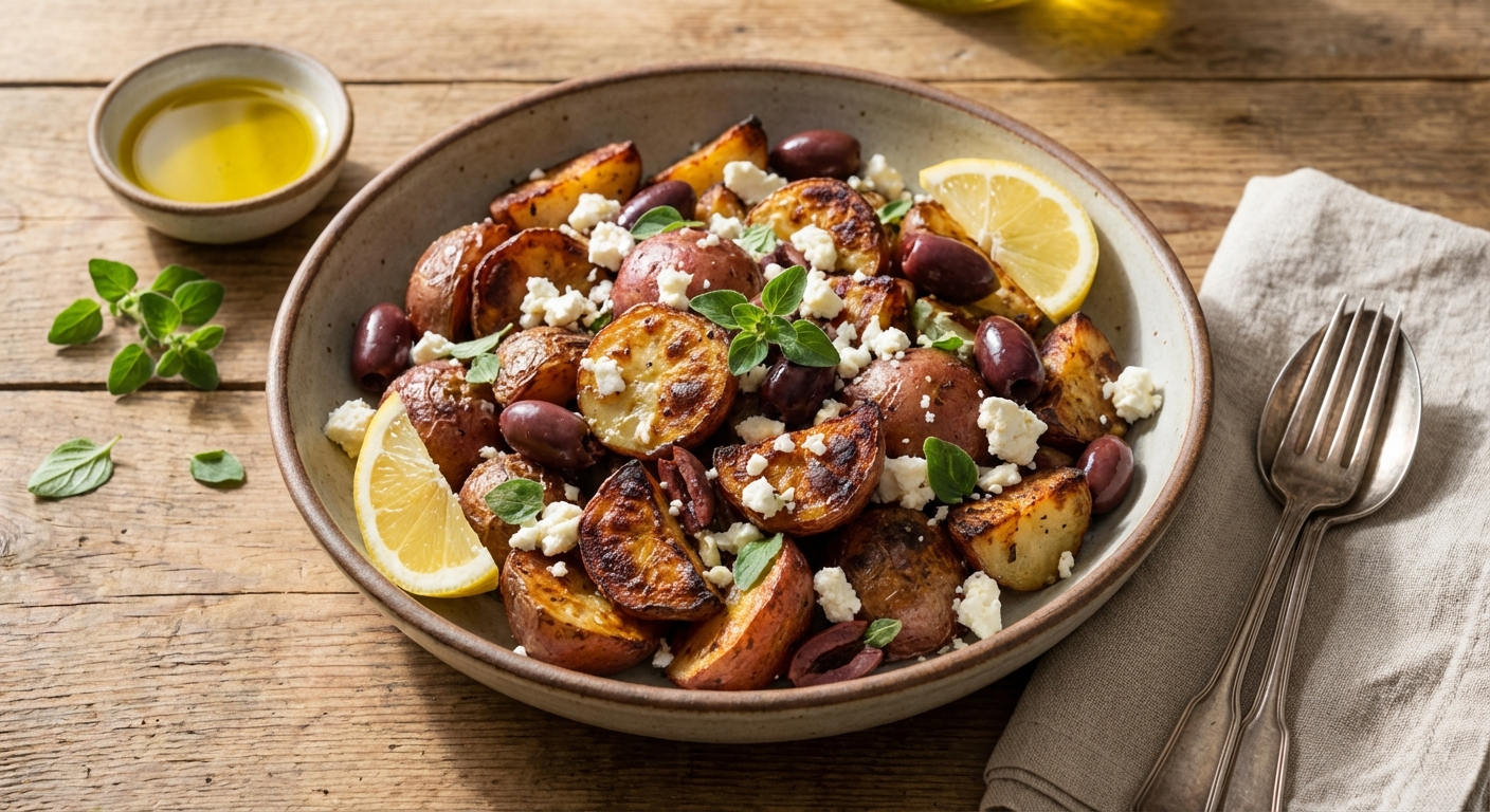Roasted Red Potatoes with Feta, Olives, and Oregano