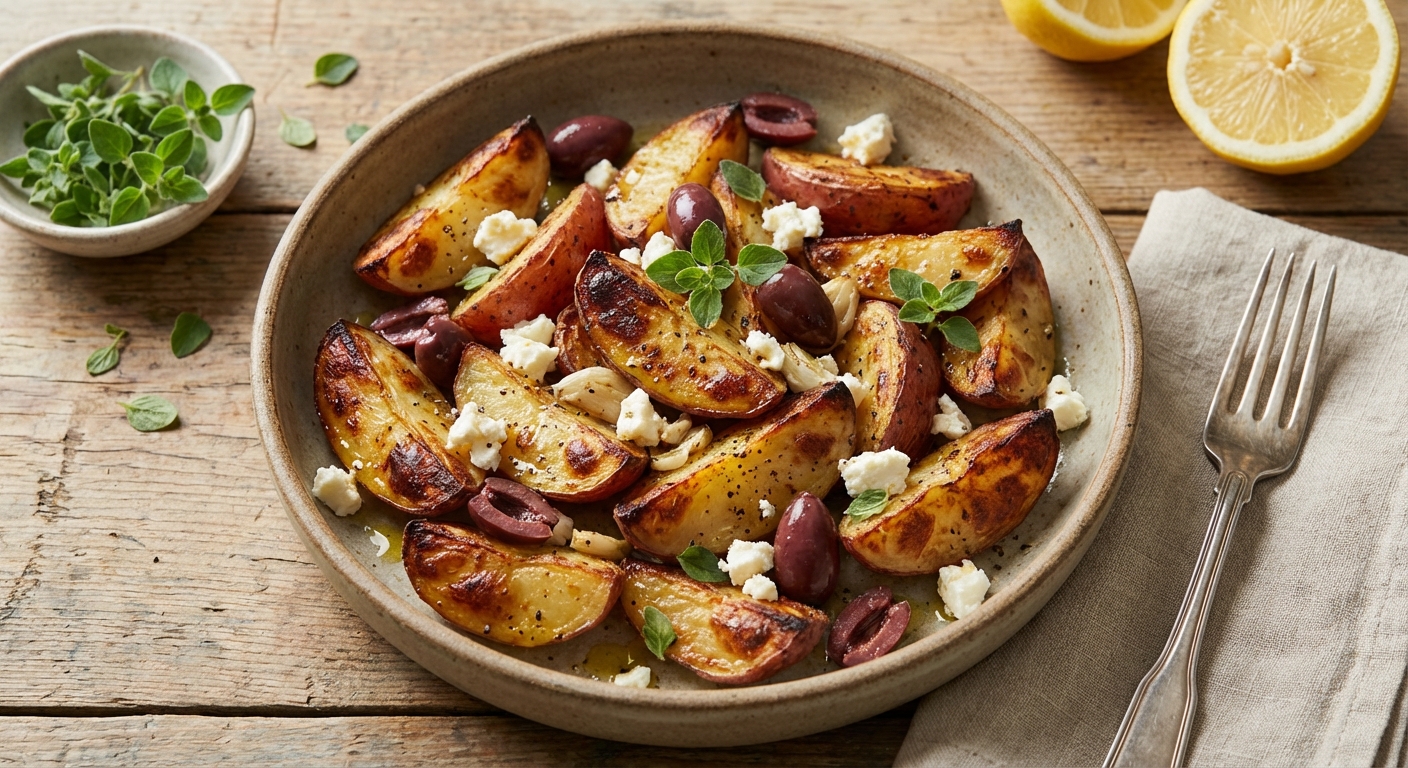 Roasted Red Potatoes with Feta, Olives, and Oregano