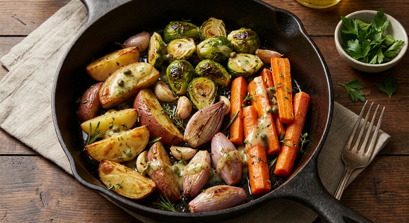 Roasted Root Vegetables with Lemon-Caper Sauce