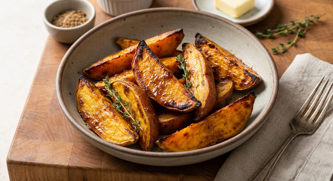 Roasted Sweet Potatoes with Spiced Brown Sugar Glaze