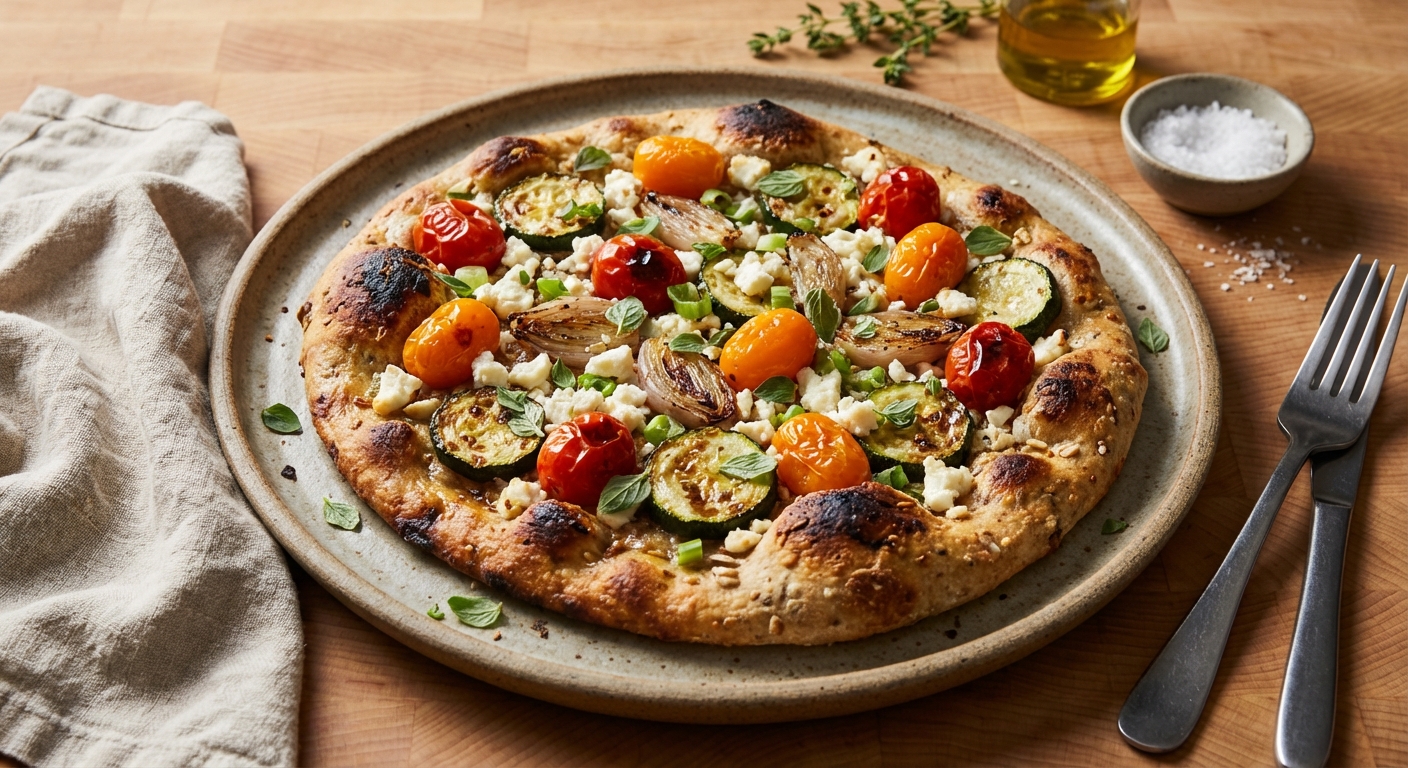Roasted Vegetable and Feta Flatbread
