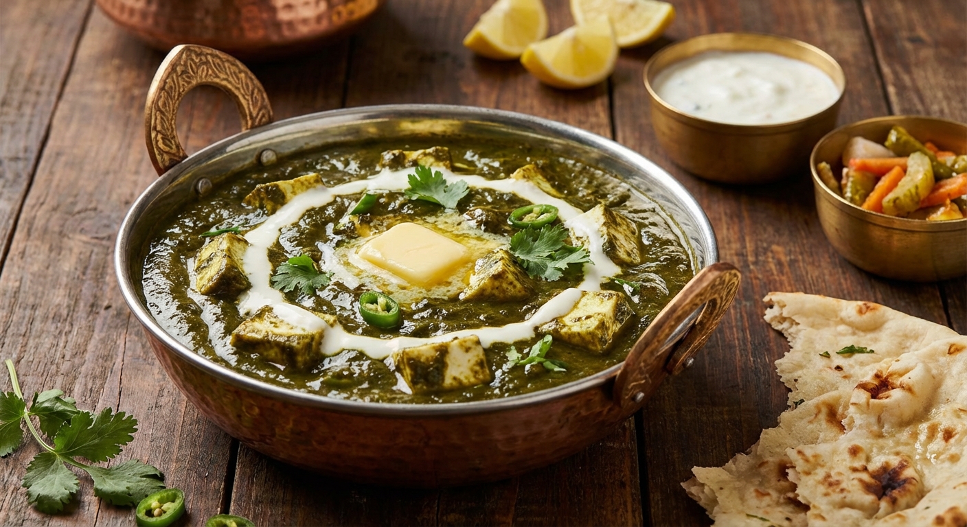 Indian-Style Spinach with Fresh Cheese (Saag Paneer)