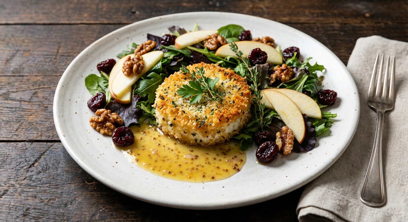 Salad with Apples, Walnuts, Dried Cherries, and Herbed Baked Goat Cheese
