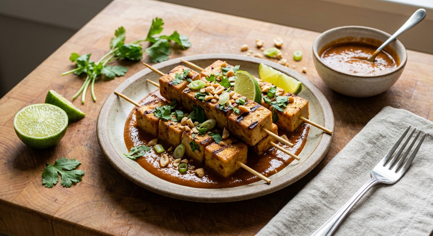 Satay Tofu Sticks with Peanut Sauce