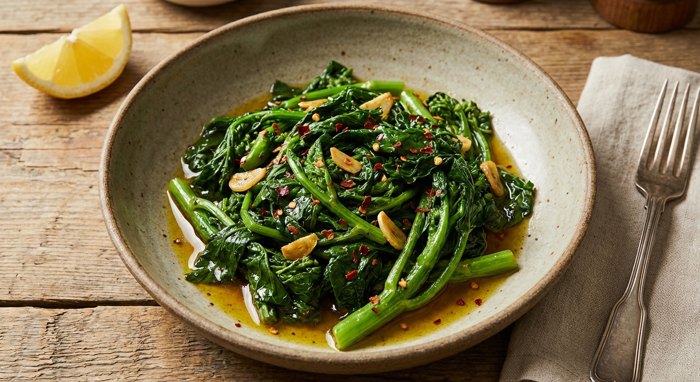 Sautéed Broccoli Rabe with Garlic and Red Pepper Flakes