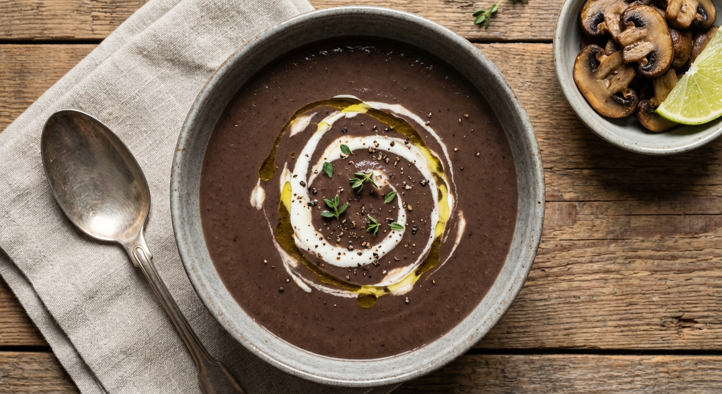 Black Bean Soup with Mushrooms