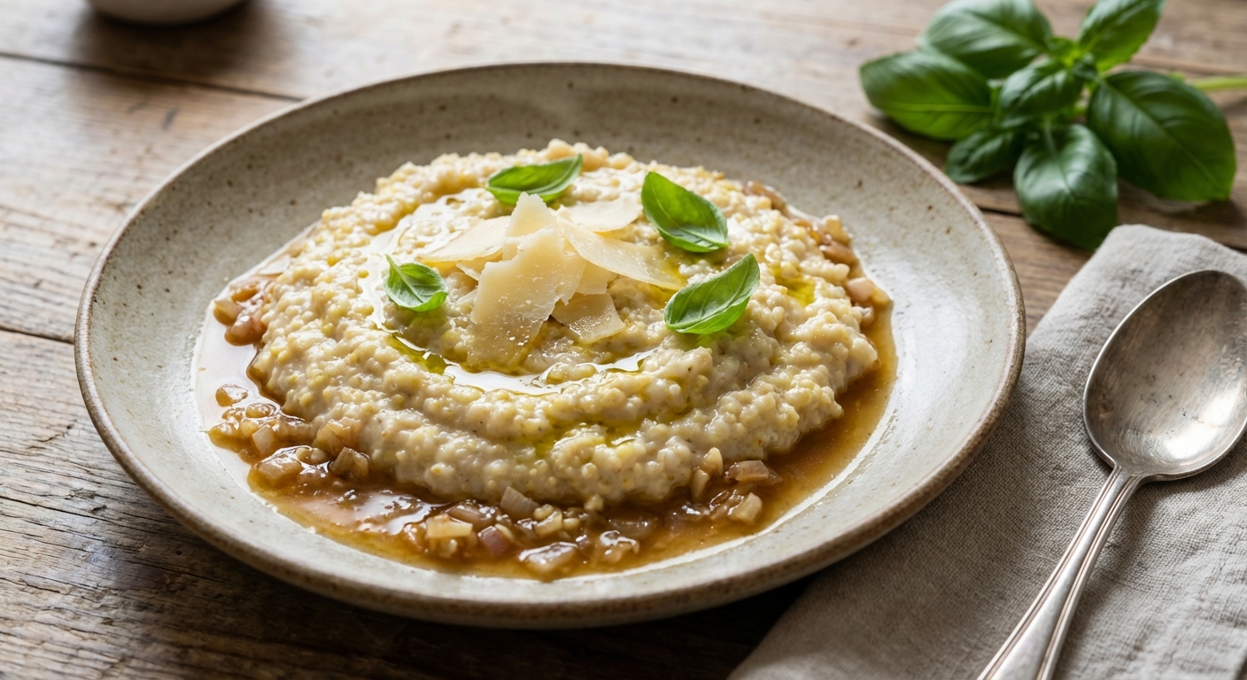 Savory Millet Porridge with Parmesan and Basil