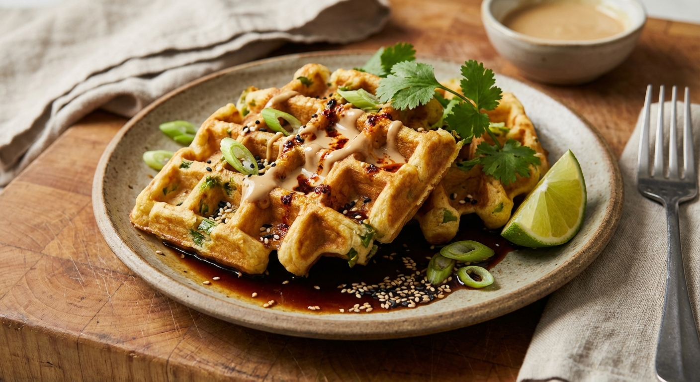 Savory Scallion and Toasted Sesame Waffles