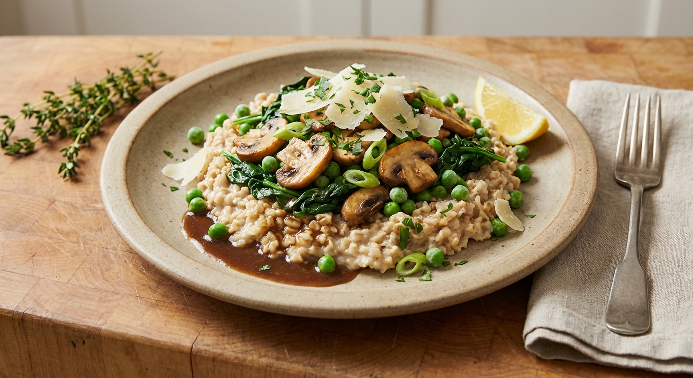 Savory Steel-Cut Oats with Mushrooms and Spinach