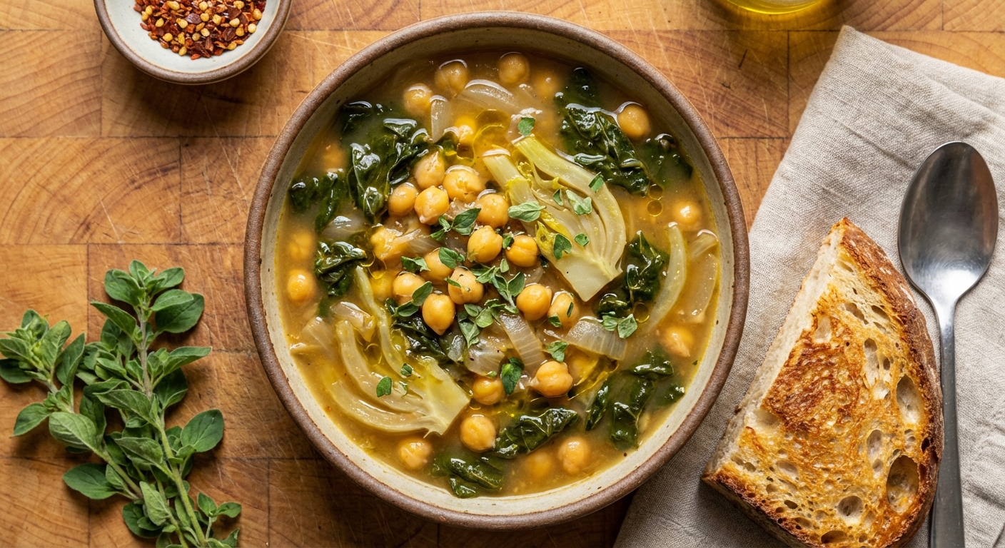 Sicilian Chickpea and Escarole Soup