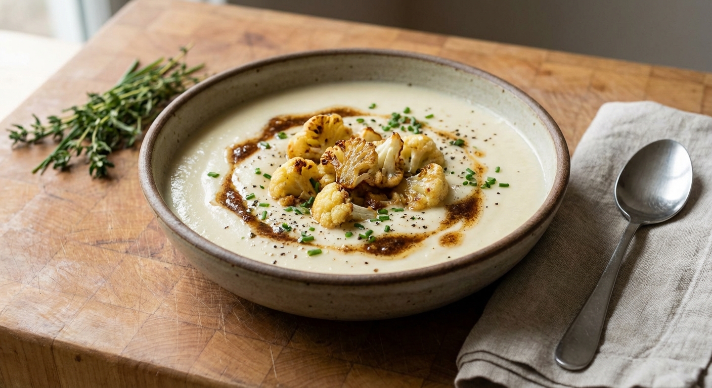 Silky Cauliflower Soup with Brown Butter Florets