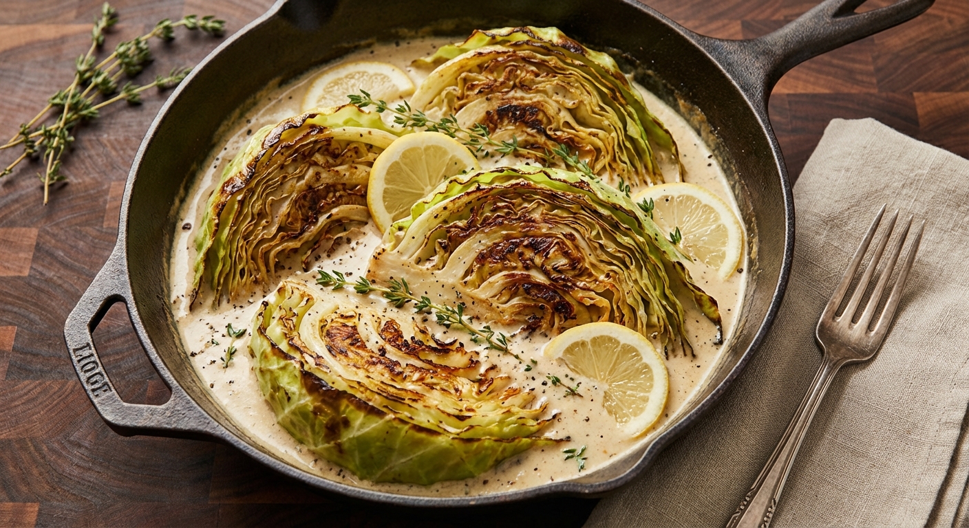 Simple Cream-Braised Cabbage
