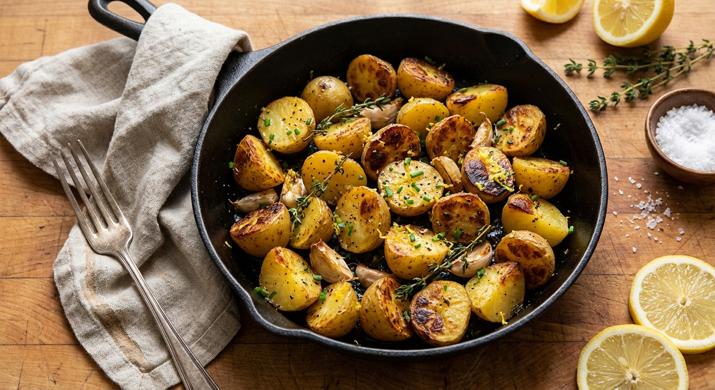 Skillet-Braised Potatoes with Lemon and Chives
