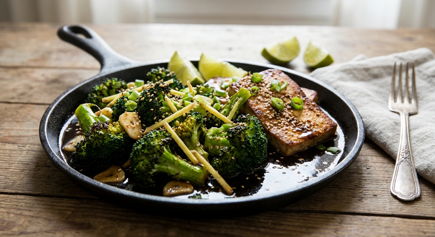 Skillet Broccoli with Sesame Oil and Ginger
