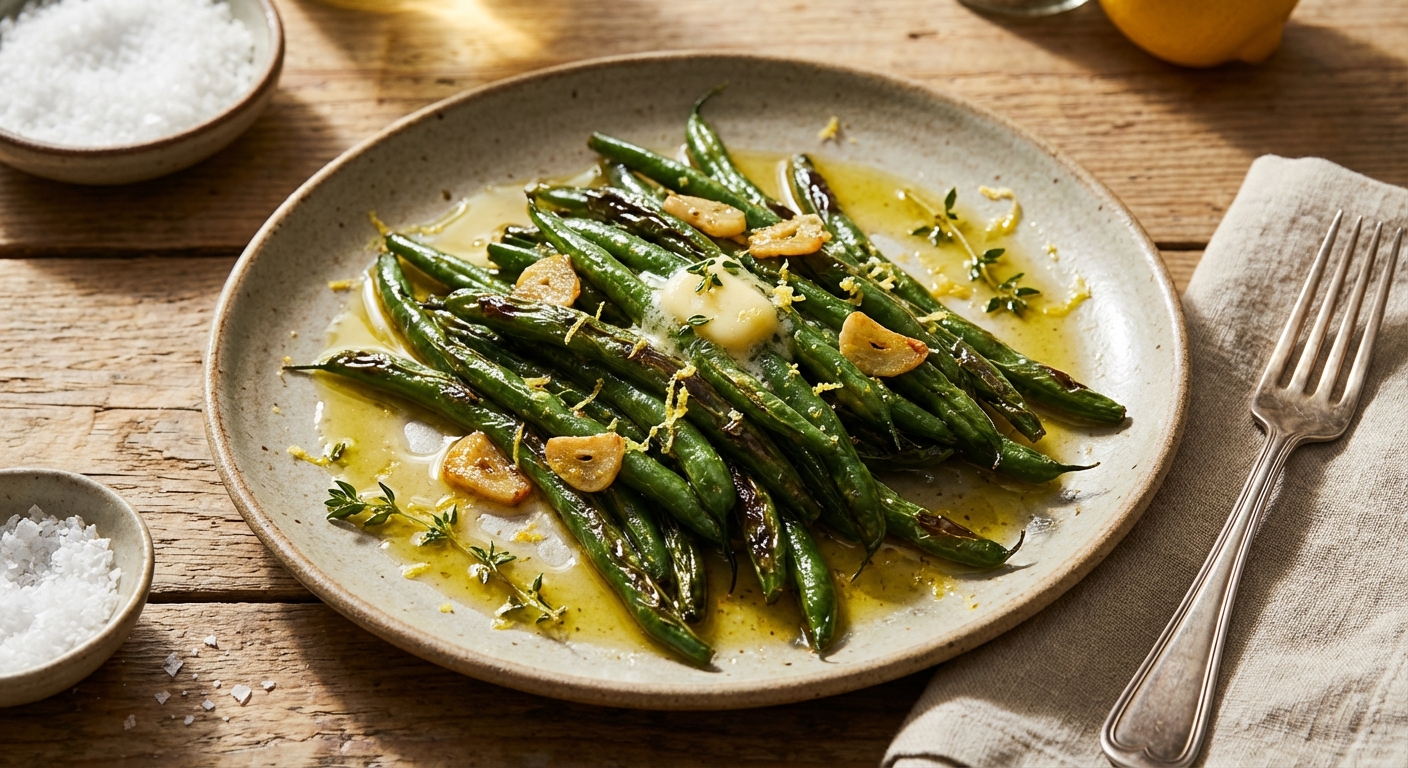 Skillet-Charred Green Beans with Garlic and Lemon