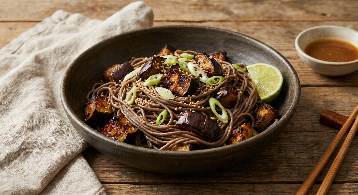Soba Noodles with Roasted Eggplant and Sesame