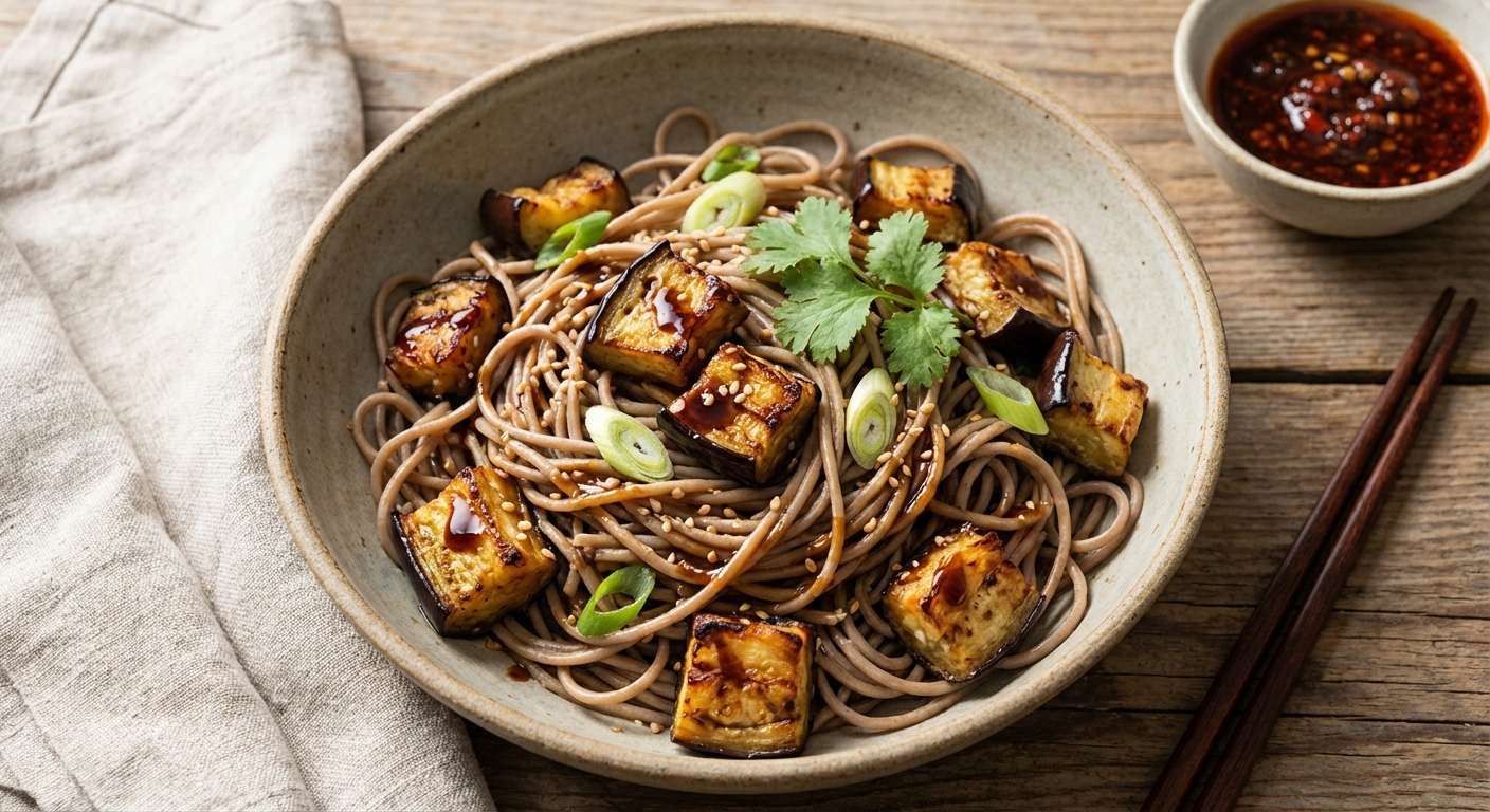 Soba Noodles with Roasted Eggplant and Sesame