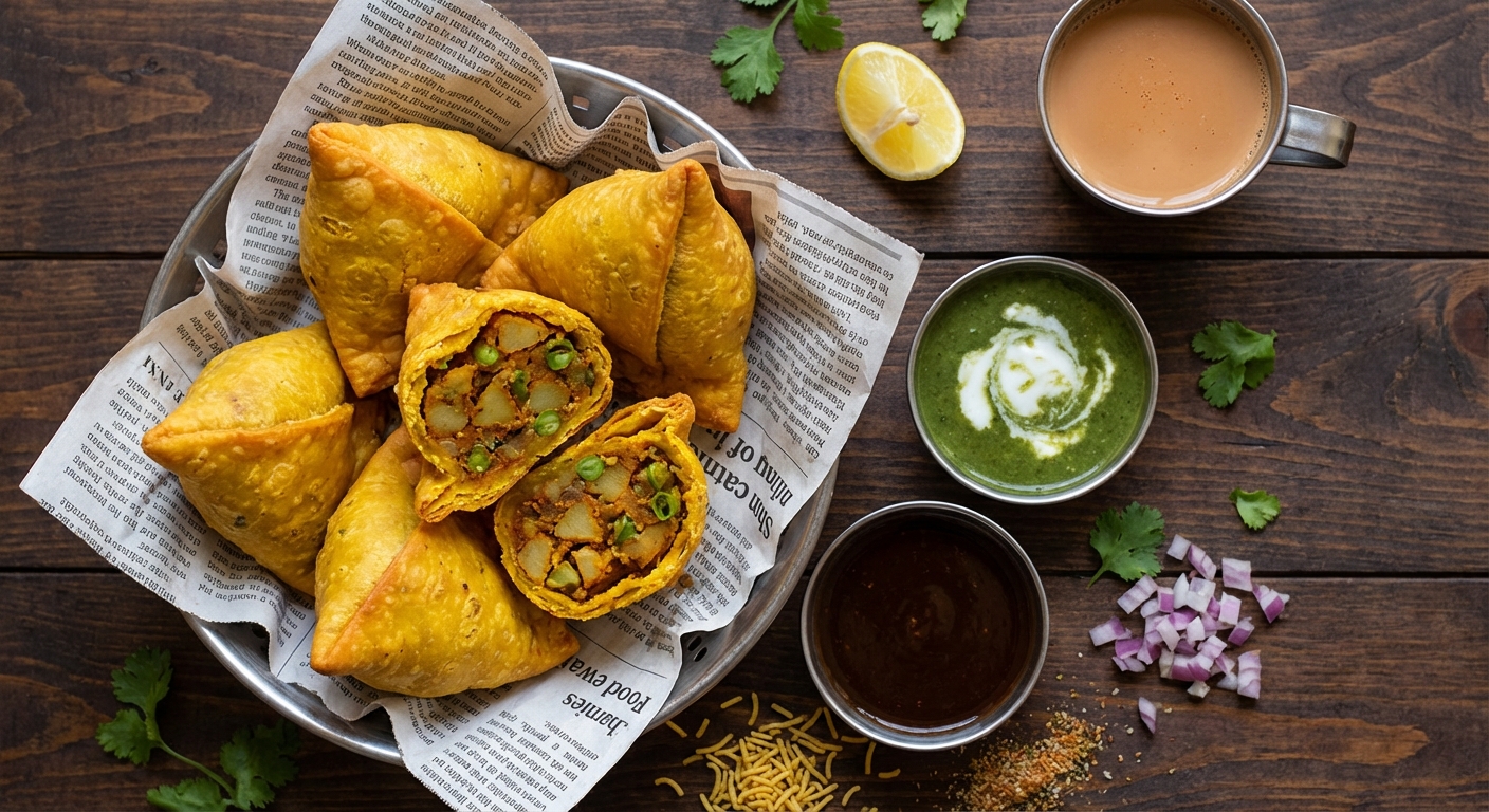 Spiced Potato and Pea Samosas