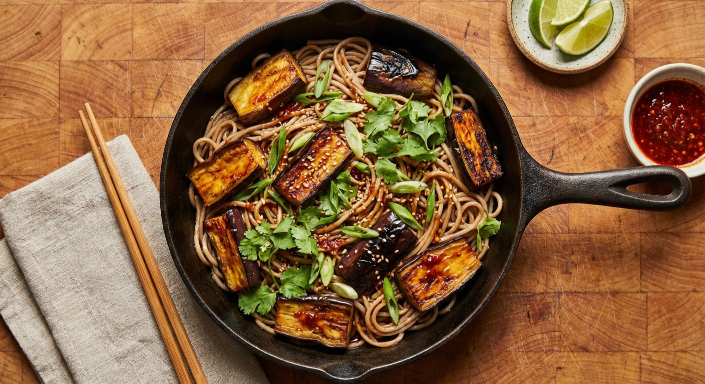 Spicy Roasted Eggplant Noodles