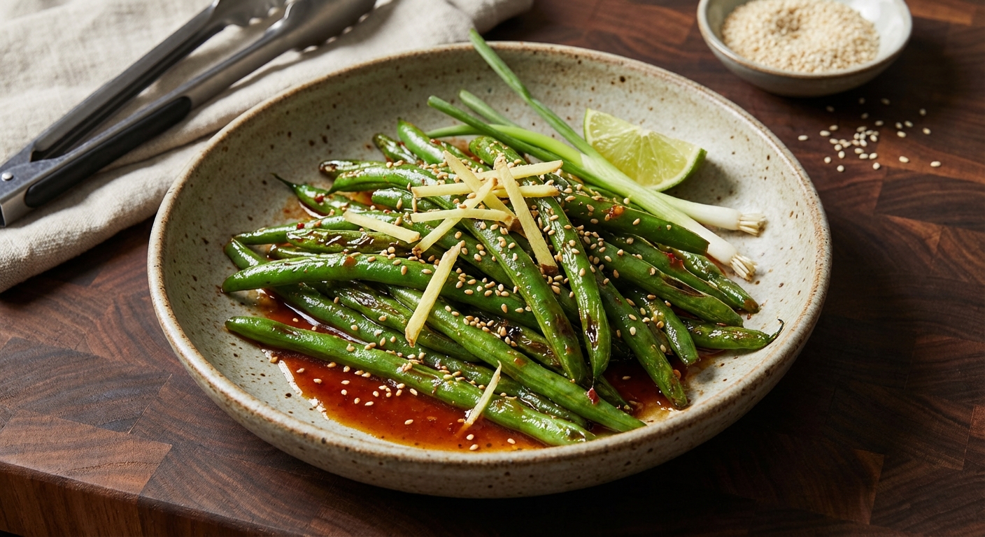 Spicy Sautéed Green Beans with Ginger and Sesame