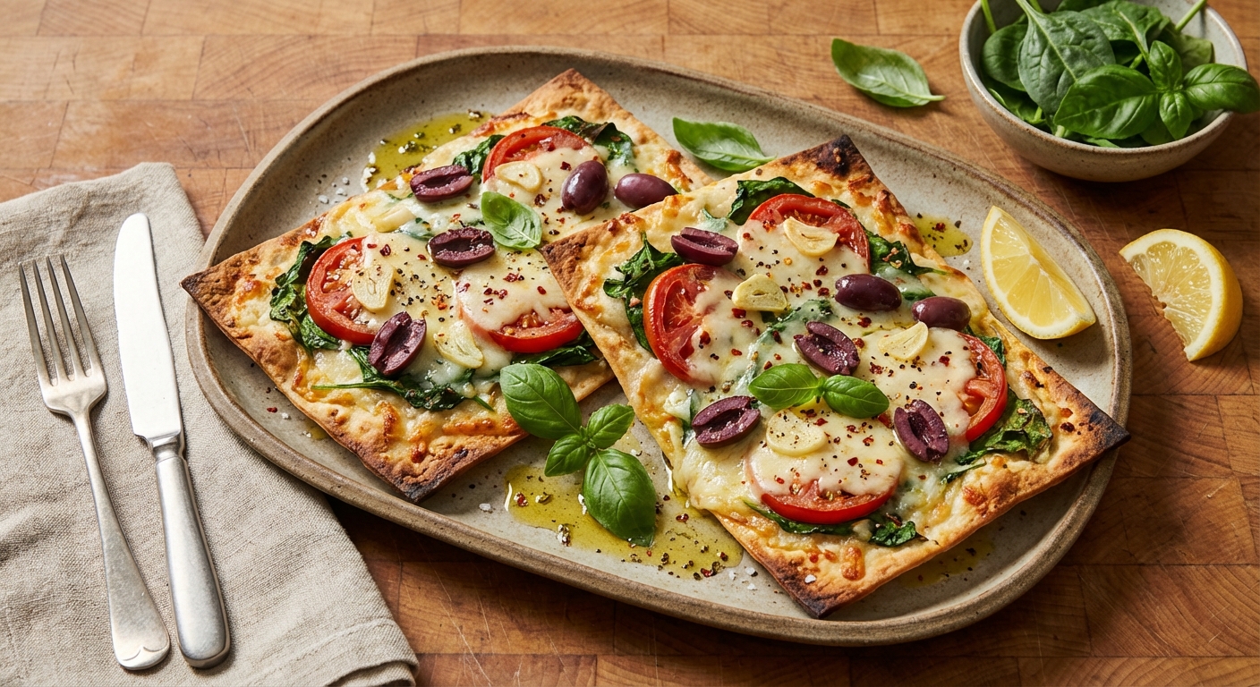 Spinach and Fontina Lavash Pizzas