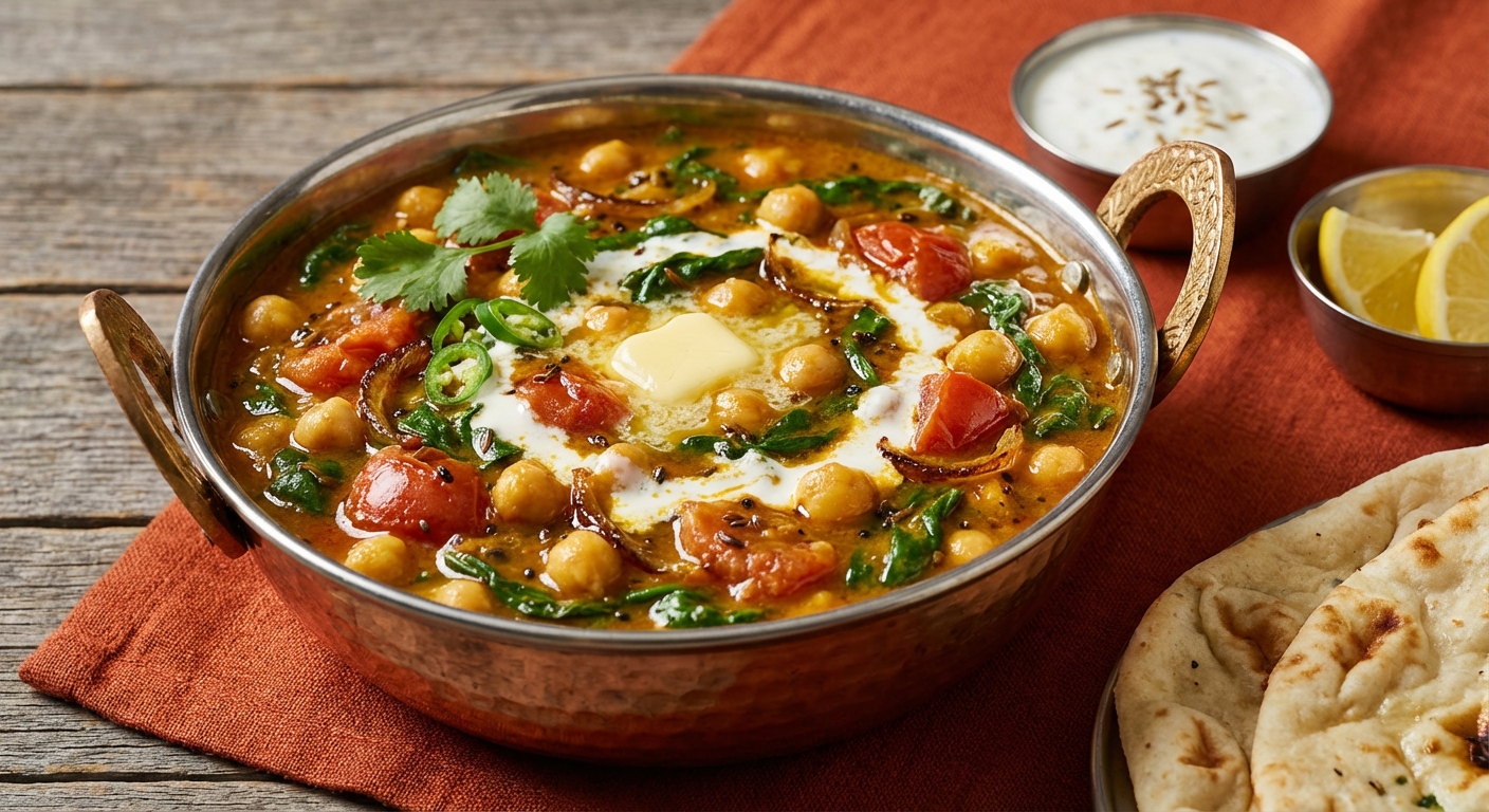 Spinach, Tomato, + Chickpea Curry