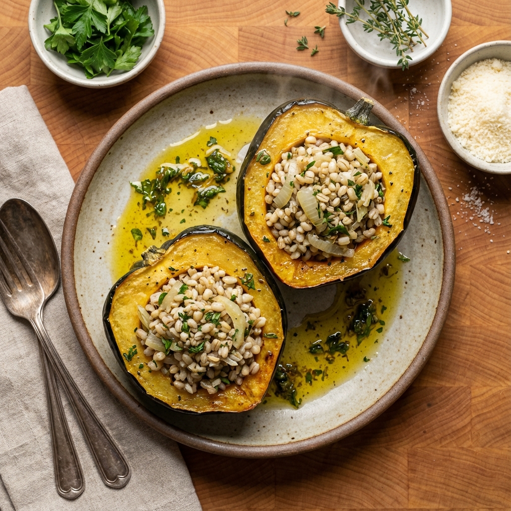 Stuffed Acorn Squash with Barley