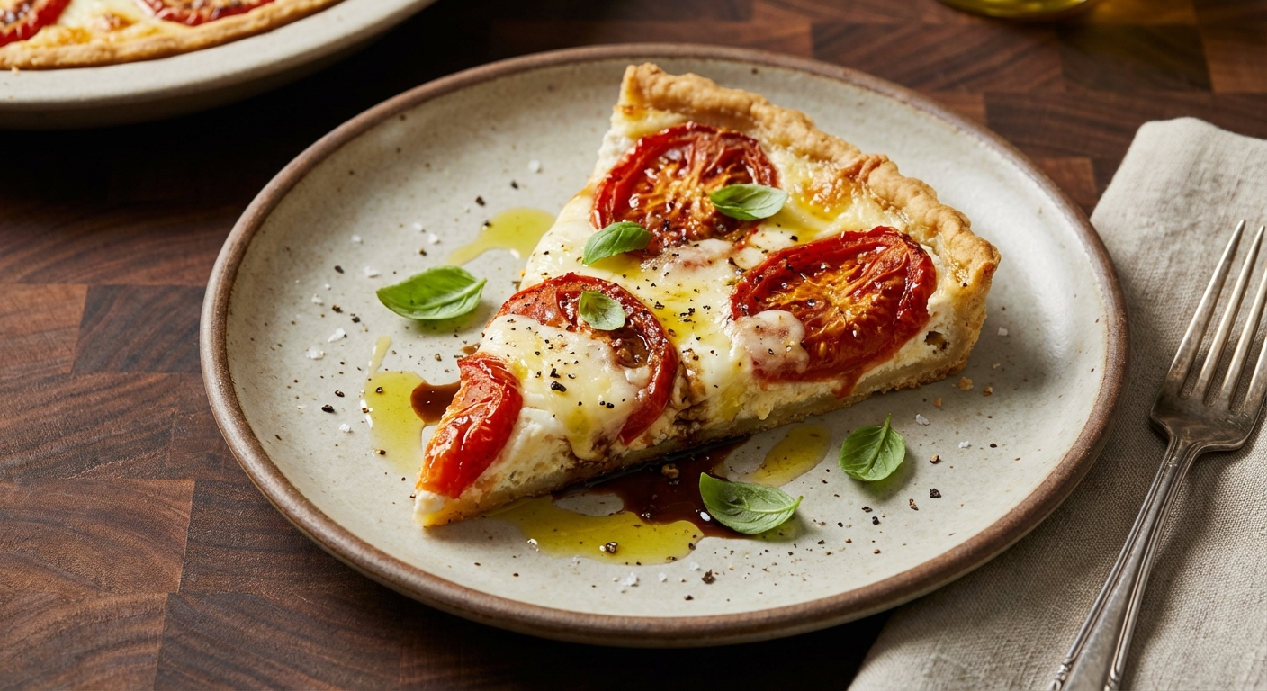 Summer Tomato and Three-Cheese Tart