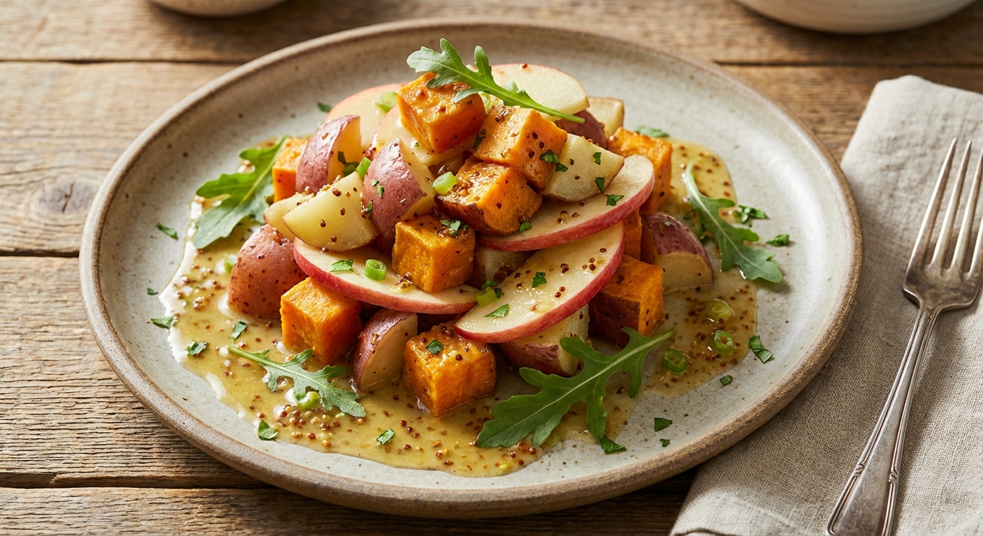 Sweet and Red Potato Salad with Apples