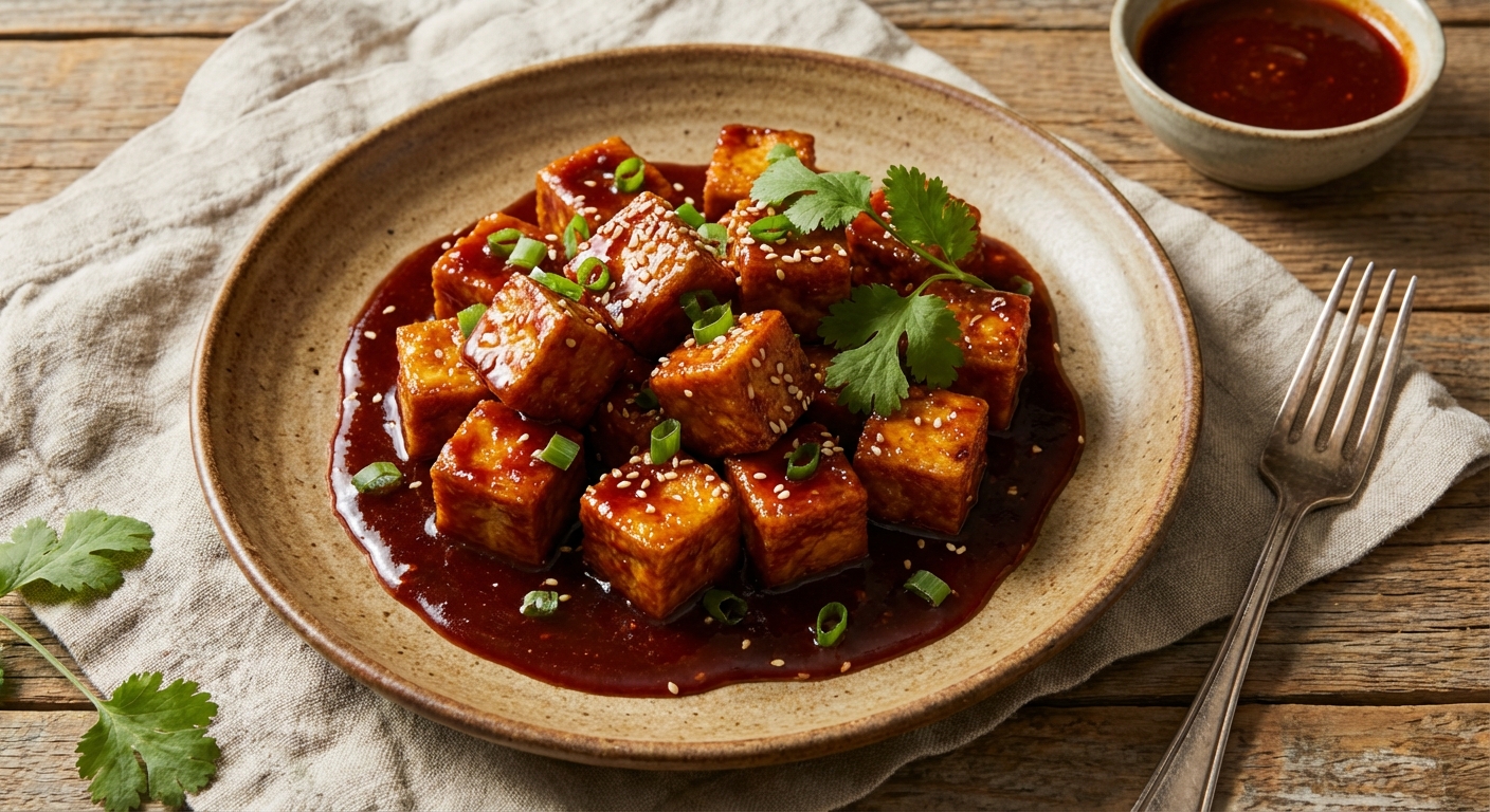 Sweet and Spicy Crispy Korean Tofu