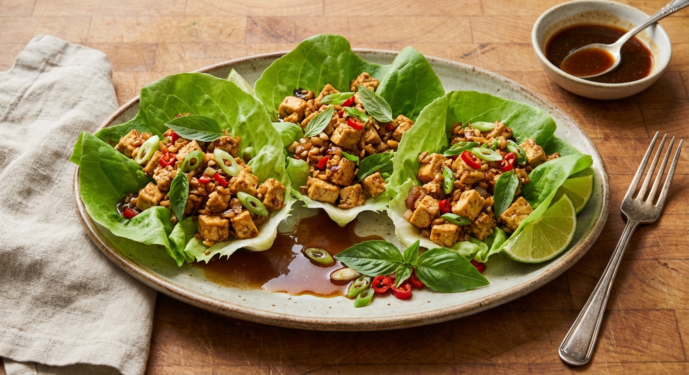 Thai-Style Tofu and Basil Lettuce Cups