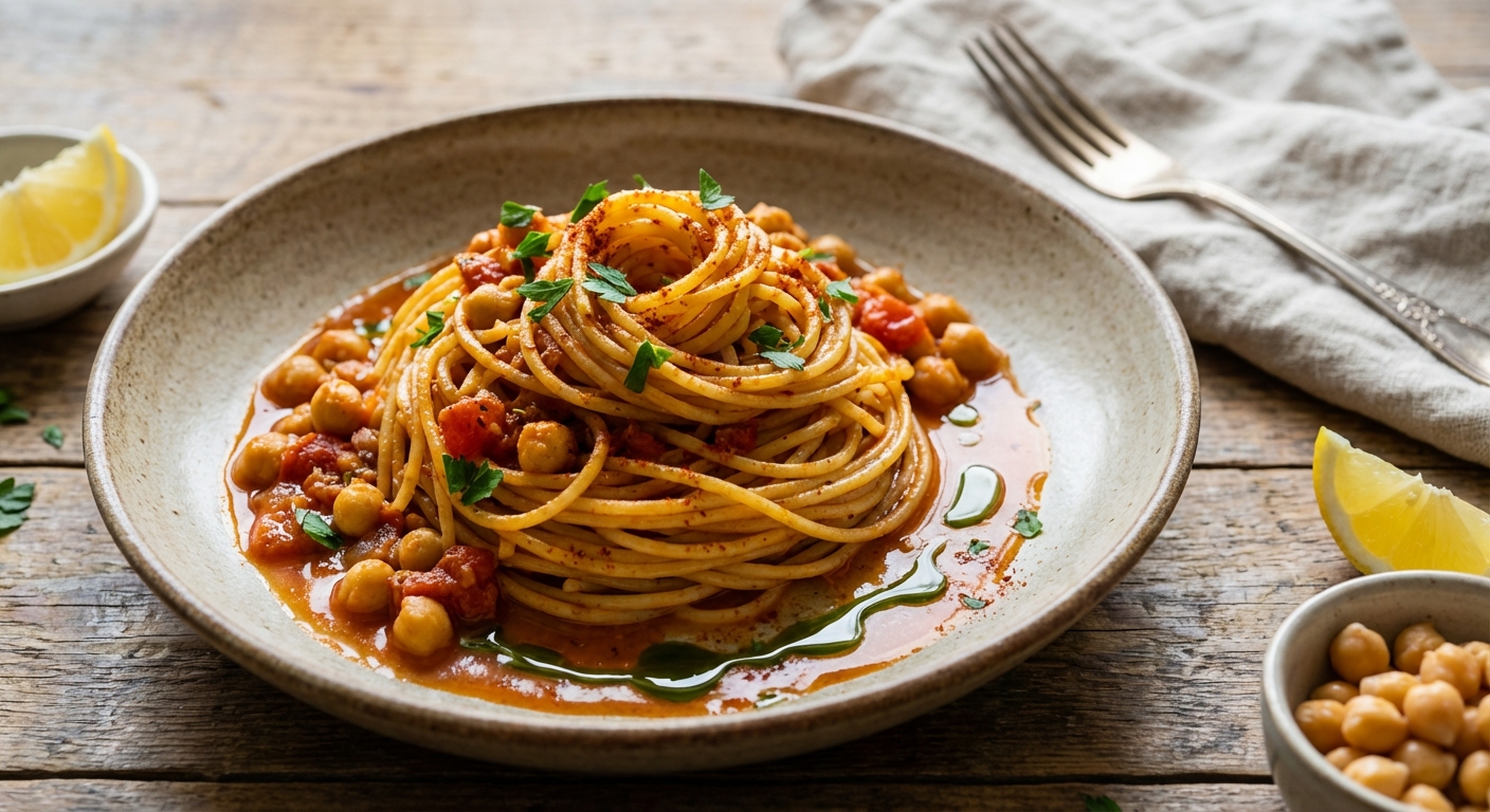 Toasted Spaghettini with Chickpeas and Smoked Paprika