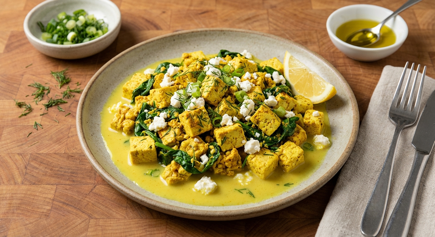 Tofu Scramble with Spinach and Feta
